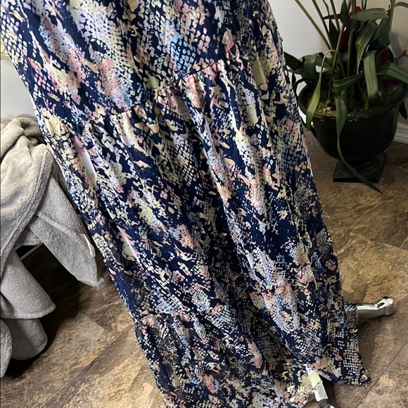 America & Beyond Shimmering Snakeskin Print Spaghetti Strap Maxi Dress - Picture 4 of 8